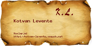 Kotvan Levente névjegykártya